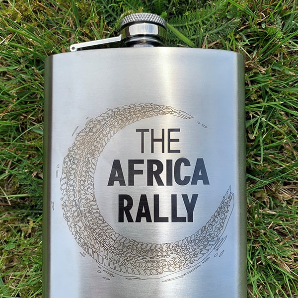 Africa Rally hip flask front