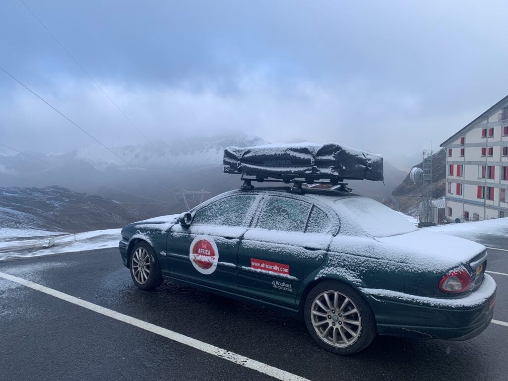 Jaguar X-Type shown in snow.