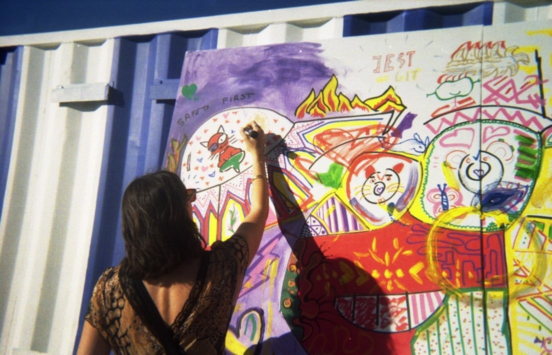 Here's a picture of me participating in one of the interactive experiences provided by an AfrikaBurn theme camp.