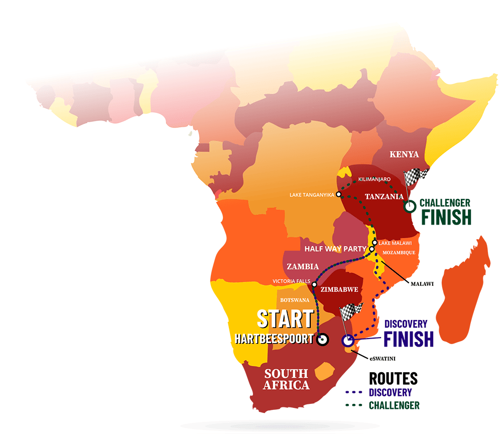 Africa-Map-Africa-Rally-Colours-for-2026-two-routes-green-Tanzania-finish-for-website Africa Rally map 2026
